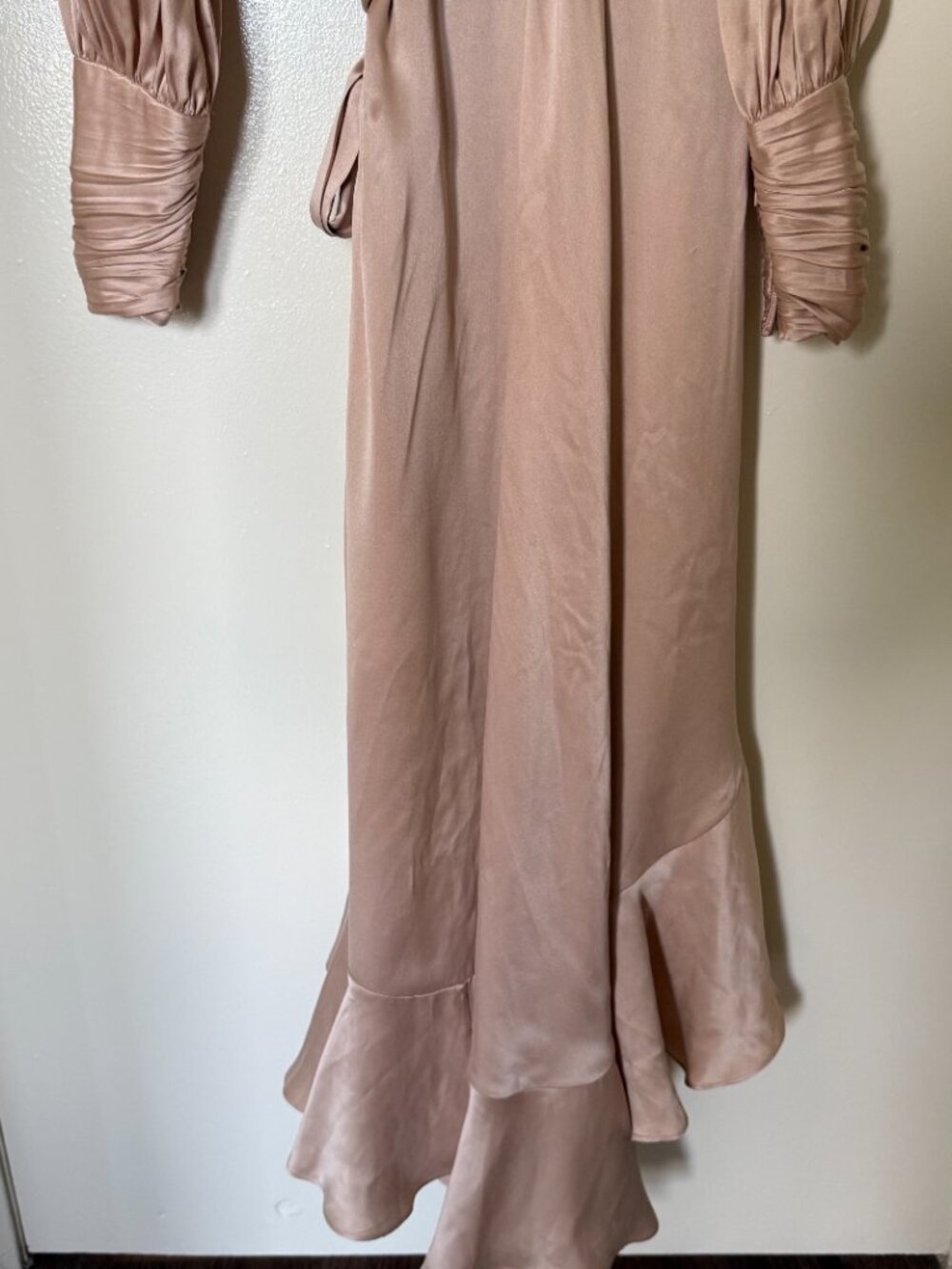 Zimmermann Blush Pink Ruffled Silk Satin Wrap Midi Dress 1 / S - Picture 9 of 12